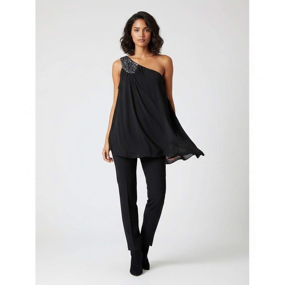 Guess Beaded One Shoulder Blouse Small NWT